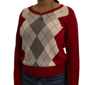 St. John’s Bay Red Plaid Print Sweater